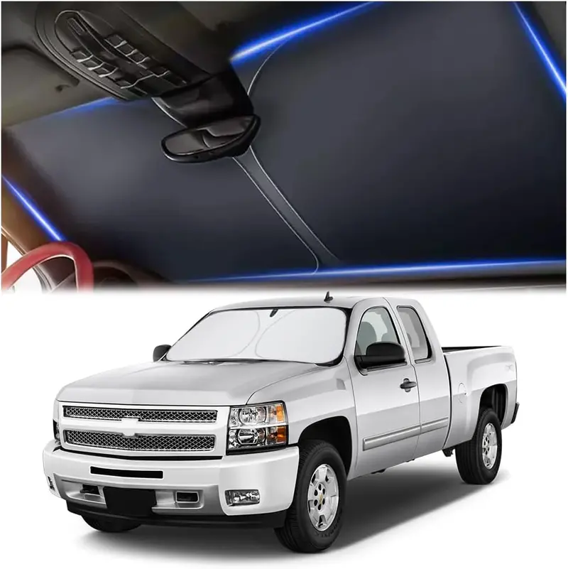 240T Thickened Automotive Glass Sunshade And Comes With Storage Bag,Keep Car Interior Cool,Universal Windshield Sun Shade Fit For Cars,Trucks,Suvs (L(57.08 * 31.5 Inch)) 3