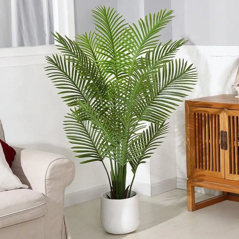 5 Feet Artificial Plants In Basket Faux Green Areca Palm Plant With Woven Seagrass Belly Basket, Fake Tree For Home Decor Office House Living Room Indoor Outdoor 1