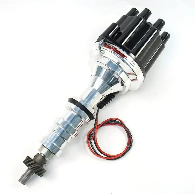 D133800 Flame-Thrower Plug And Play Non Vacuum Advance Black Cap Billet Electronic Distributor With Ignitor Ii Technology For Ford Fe 352-428 1
