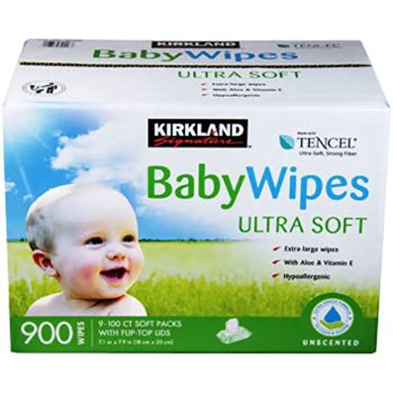 Kirkland Baby Wipes 900Ct. Hypoallergenic, Chorine Free, Aloe & Vitamin-E 1