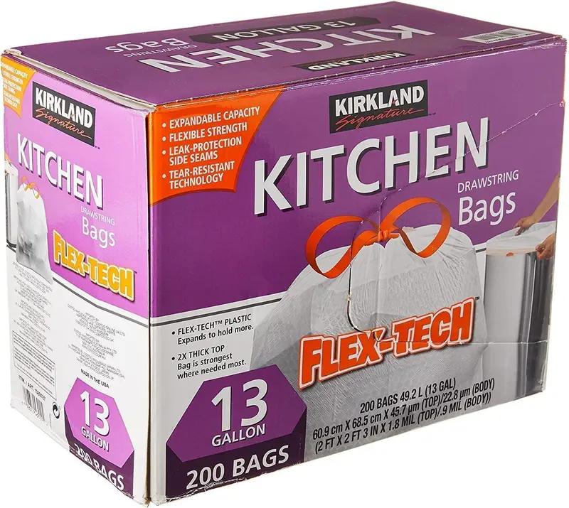 Kirkland Drawstring Kitchen Trash Bags - 13 Gallon - 200 Count 1