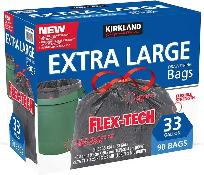 Kirkland Flex-Tech 33 Gallon Trash Bag, 90Count, 1Count 1
