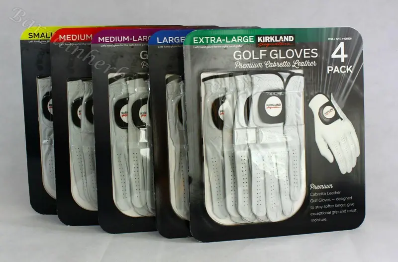 Kirkland Men's Golf Gloves Premium Cabretta Leather 4 Pack Free Shipping S-Xl 1