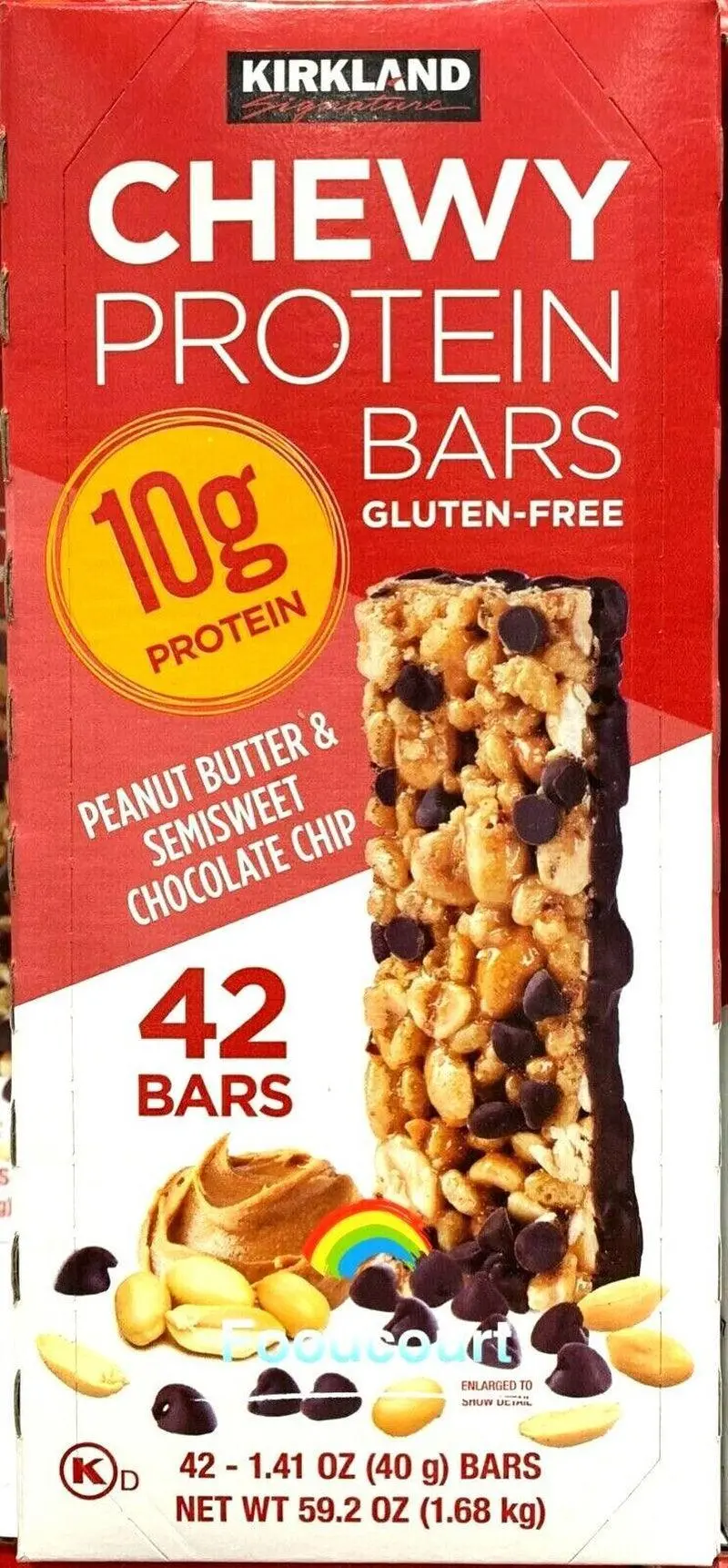 Kirkland Signature Chewy Protein Bars Peanut Butter Chocolate Chip 42Bars 59.2Oz 1