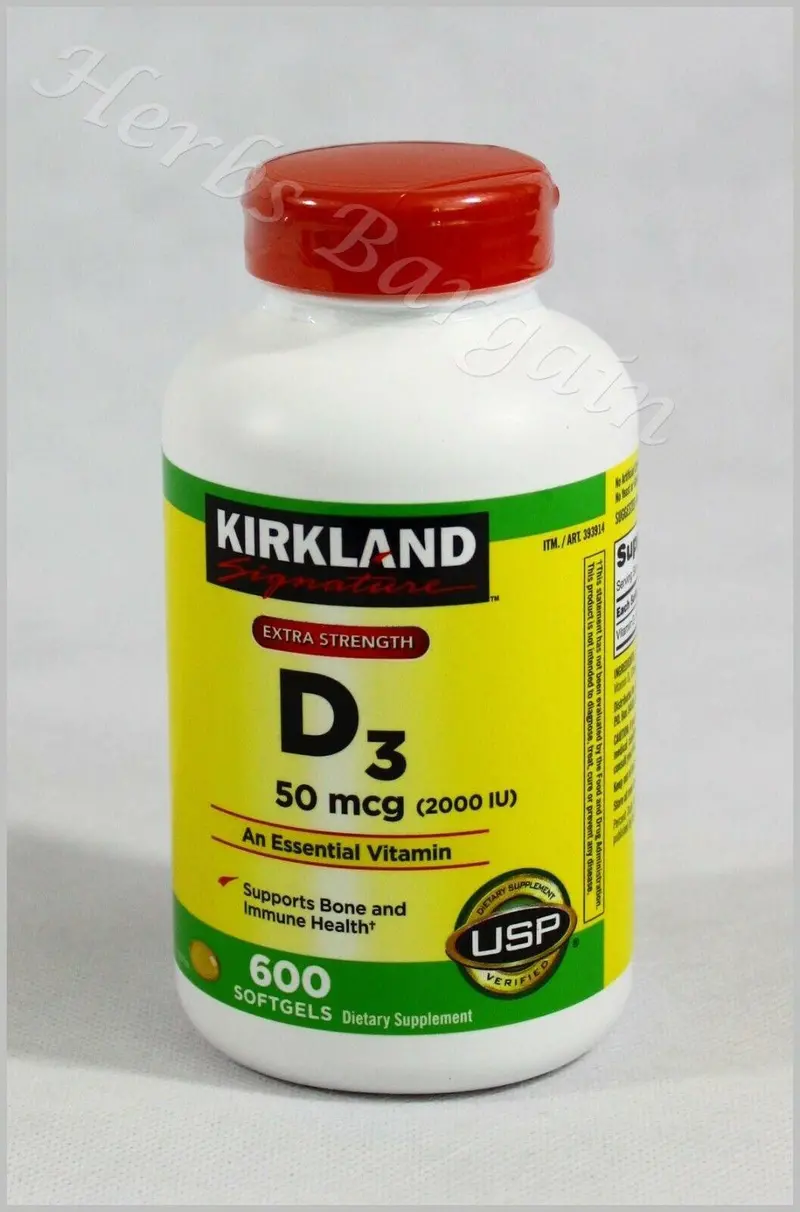 Kirkland Signature Extra Strength D3 50 Mcg (2000Iu) 600 Softgels Exp. 04/2026 1