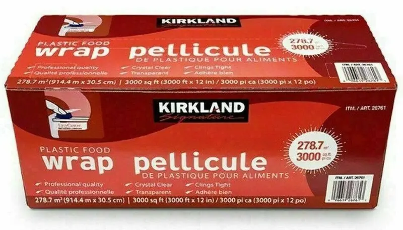 Kirkland Signature Stretch-Tite Premium Plastic Food Wrap 12" X 3000 Ft, Red Box 1
