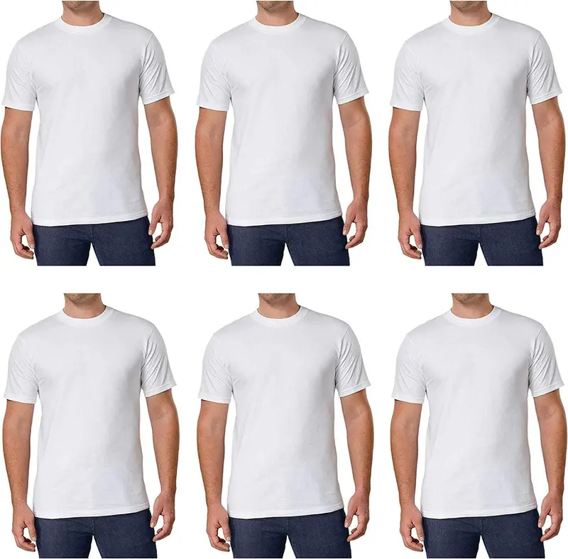 Men's Crew Neck Tee 100% Combed Heavyweight Cotton T-Shirts (Pack Of 6) 1