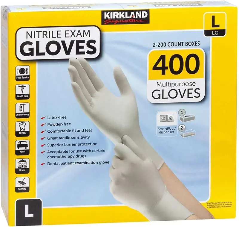 Nitrile Gloves Large, 2- Boxes Of 200 Each. 400 Total 1