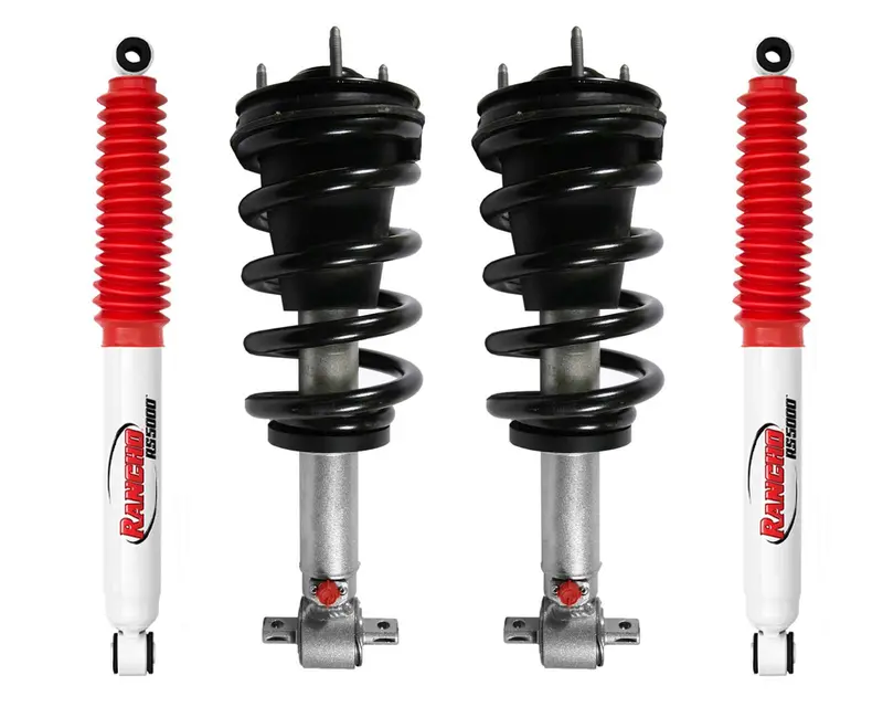 Rancho Quicklift Leveling Strut + Rear Rs5000x Gas Shocks Set For 2007-2013 Gmc Sierra 1500 Rwd W/2" Lift 1