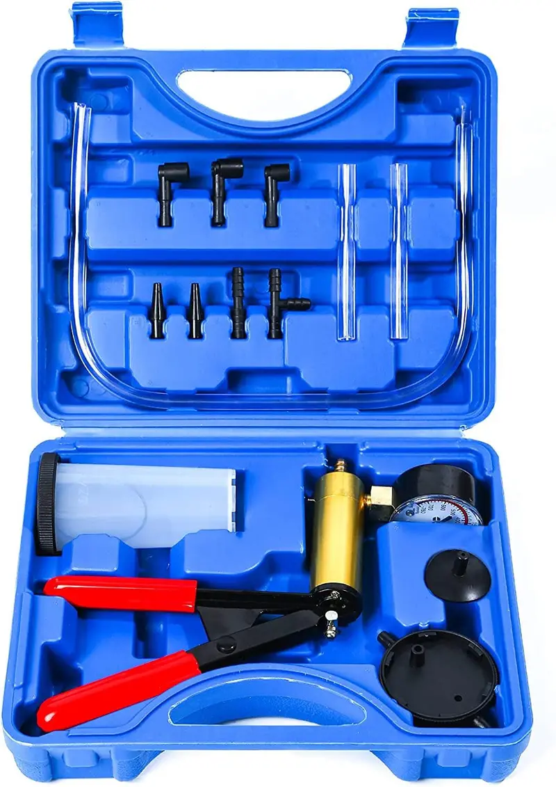 Yonligonju Brake Bleeder Kit With Hand Vacuum Pump With Gauge Adapters Automotive Brake Fluid Bleeding Set For Bike Car Truck (Blue) 1