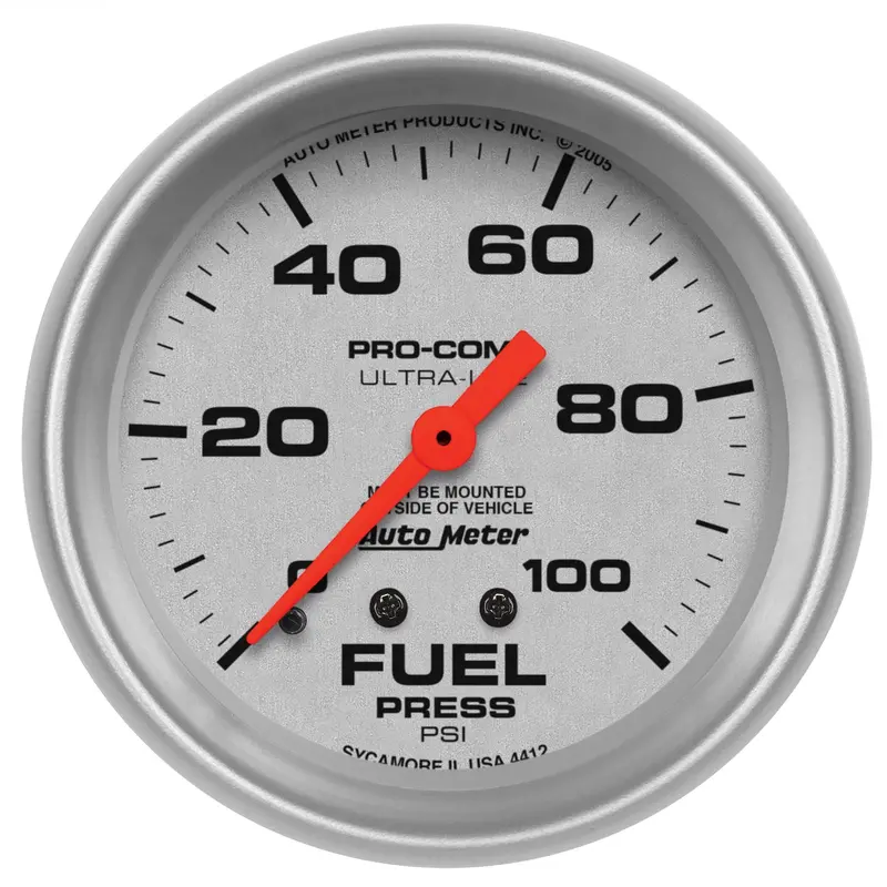 Autometer Mechanical Fuel Pressure Gauge – 2-5/8", 0–100 Psi, Ultra-Lite Series 1