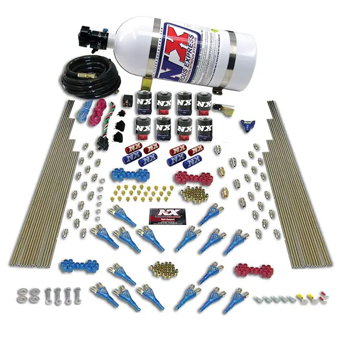 Nitrous Express 90085-15 Shark Dual-Stage Nitrous System – 200–1200 Hp, 8-Solenoid Kit With 15-Lb Bottle 1