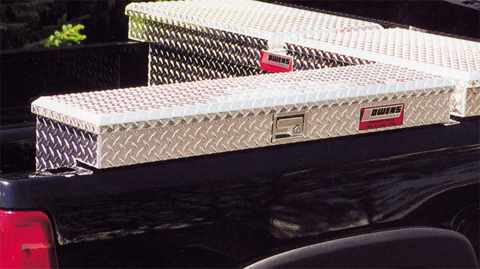 Owens Garrison Series 48-Inch Side-Mount Truck Toolbox – Diamond-Tread Aluminum, Polished Finish 1