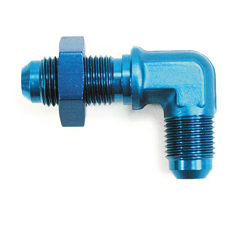 Speedfx -12An 90° Bulkhead Flare Fitting – Anodized Blue Aluminum 1