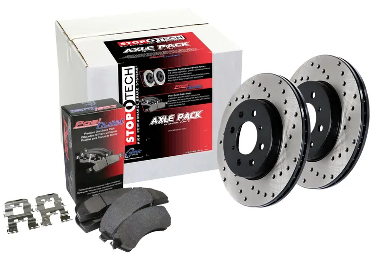 Stoptech Street Axle Brake Kit – Drilled Front And Rear Rotors For Enhanced Stopping Power 1